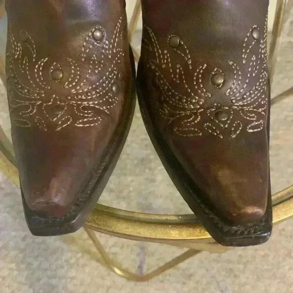 CORRAL Whip Stitch Brass Studded 15" Tall Knee-High Harness Boots Sz 8.5. - Picture 12 of 12